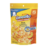 Gerber Graduates Yogurt Melts peach, freeze-dried whipped yogurt & fruit snacks Full-Size Picture